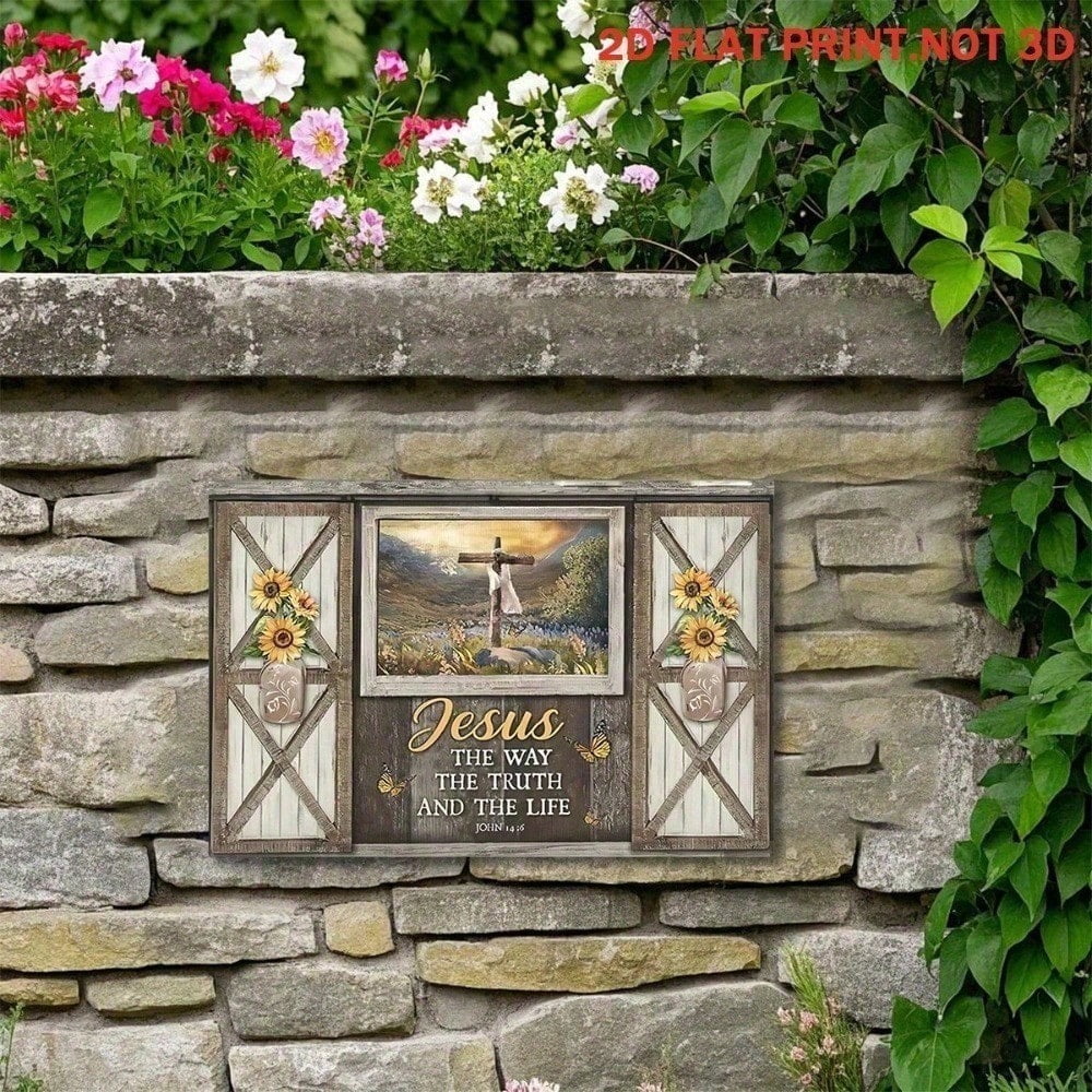 HELLOYOUNG He Is Risen Metal Cross Sign Religious Easter Garden Decor ...