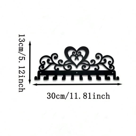 HELLOYOUNG Heart Metal Wall Hooks 8 Hooks Key Holder Decor
