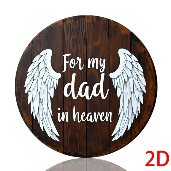 HELLOYOUNG Heavenly Father Memorial Plaque 2D Angel Wings Iron Grave Decoration Funeral Memorial Gift for Cemetery Home Decor