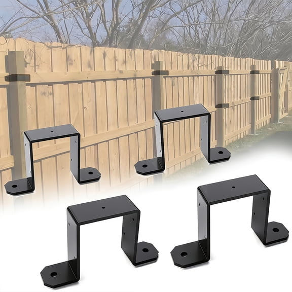 HELLOYOUNG Heavy Duty 12 Gauge 2mm Steel 4x4 Post Bracket, Black Powder Coated Metal Post Strap for Deck Fence Pergola, Without Screws