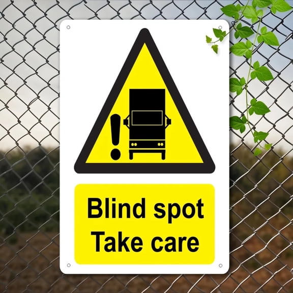 HELLOYOUNG Heavy Duty 8x12 Inch 2D Flat Cast Iron Metal Sign Blind Spot Warning for Truck Lorry Bus Fleet Vehicle Decor