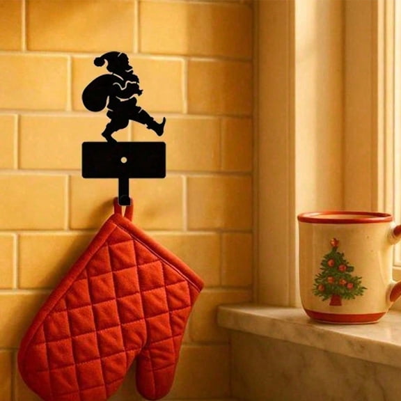 HELLOYOUNG Heavy Duty Metal Wall Hooks Santa Key Stocking Hanger Set for Christmas Coat  Durable Metal Hook Holder Holiday Ornament Decor
