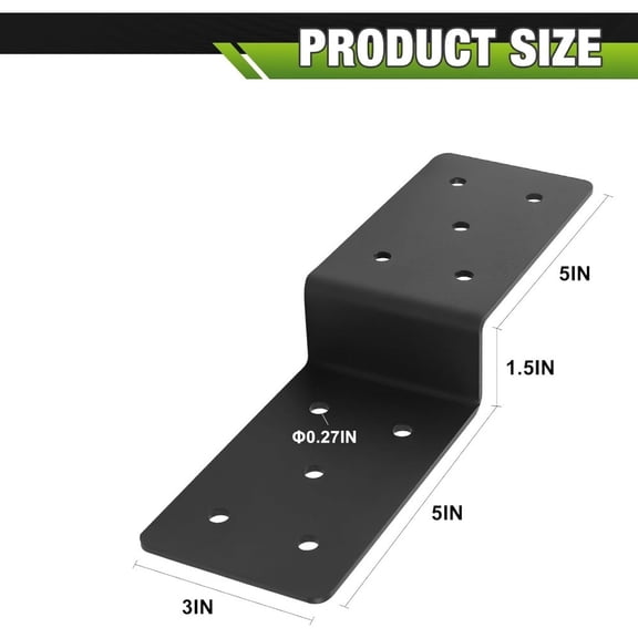 HELLOYOUNG Heavy Duty Steel Z Shape Connector Bracket, Double Angle Corner Brace for Post Beam Support, Wood Shelves & Lumber Connection for Pergola Installation