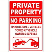 HELLOYOUNG Heavy Metal No Parking Sign 8x12 Inches, Towing Warning Sign for Private Property Driveway and Garage, Durable Rust-Free Aluminum, Red White Indoor Outdoor Use, Home Business Security