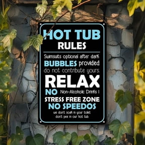 HELLOYOUNG Hot Tub Rules Metal Sign 8x12 Inch Weather Resistant Rustproof Aluminum Plaque Wall Decor Indoor Outdoor