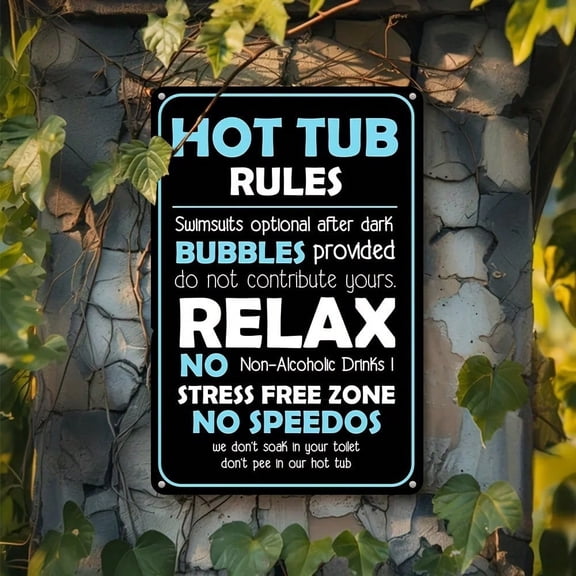 HELLOYOUNG Hot Tub Rules Metal Sign 8x12 Inch Weather Resistant Rustproof Aluminum Plaque Wall Decor Indoor Outdoor