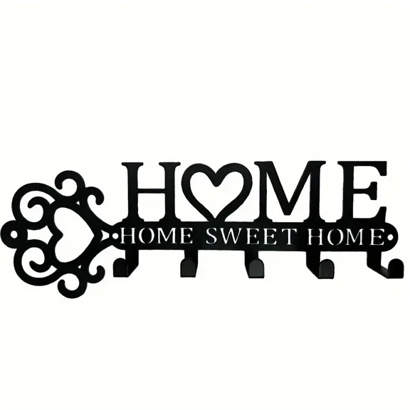 HELLOYOUNG Household Metal Key Rack with 5 Hooks, Wall Mounted Coat Hanger for Towel Organization
