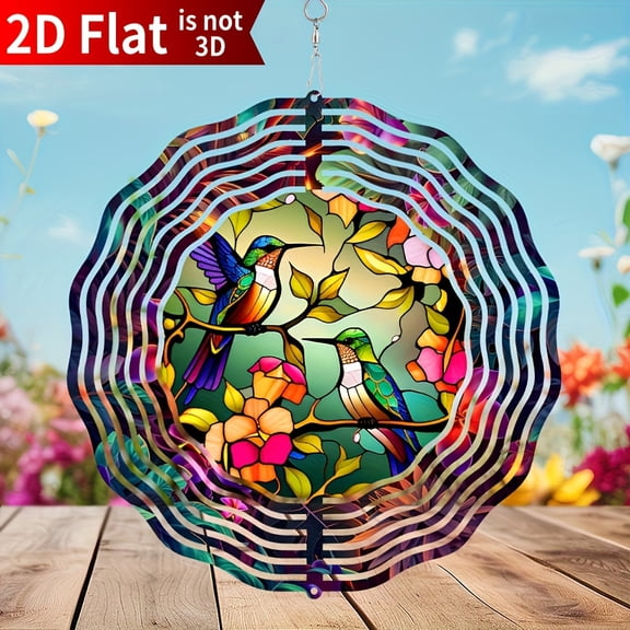 HELLOYOUNG Hummingbird Wind Spinner 10 Inch Metal Garden Art Outdoor Decor Kinetic Motion Sculpture for Yard Patio Hanging Sun Catcher Gift