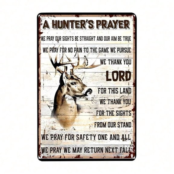 HELLOYOUNG Hunting Lodge Decor Metal Sign, Rustic Deer Art Tin Plaque for Outdoor Man Cave, Vintage Wall Art for Cabin Lodge Bar