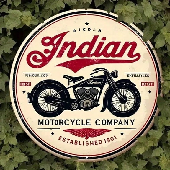HELLOYOUNG Indian Motorcycle 7 Inch Vintage Round Aluminum Garage Sign Retro Metal Wall Decor Weatherproof Man Cave Workshop Bar Pub Art