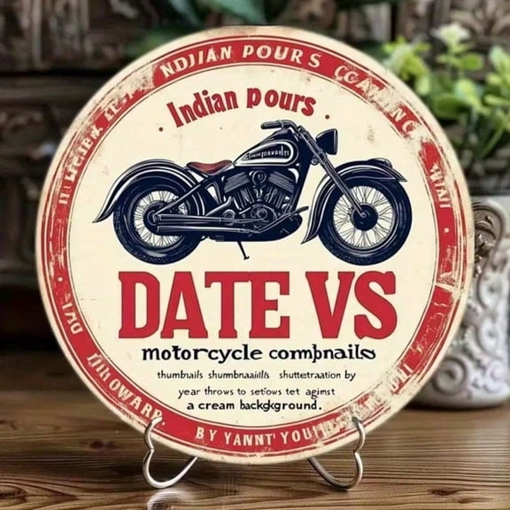 HELLOYOUNG Indian Motorcycle Vintage Metal Sign Weatherproof Round Aluminum Wall Art for Man Cave Garage Bar Shed Home Decor