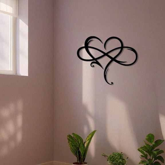 HELLOYOUNG Infinity Heart Metal Wall Art, Romantic Geometric Steel Sculpture for Bedroom Living Room Wedding Anniversary Housewarming Decor, Xmas Halloween New Year Gift