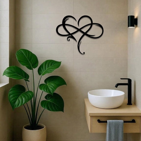 HELLOYOUNG Infinity Heart Metal Wall Sculpture 3D Hollow Geometric Art, Eternal Love Decor for Living Room Bedroom Wedding, Modern Home Decor Metal Wall Art, Unique Halloween Christmas Gift