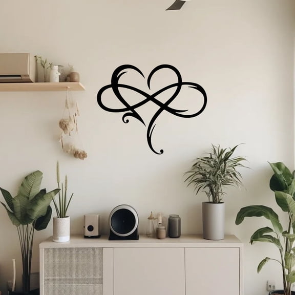 HELLOYOUNG Infinity Heart Metal Wall Sculpture for Bedroom & Wedding Accent, Wall Decor for Living Room, Xmas Halloween Gift, Modern Iron Art Decor