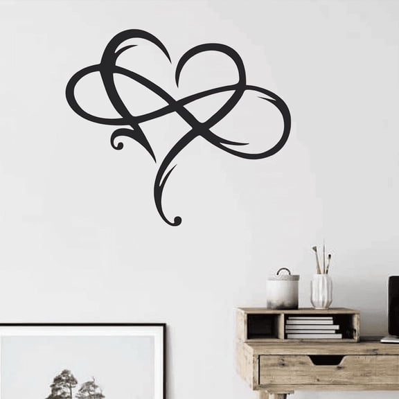 HELLOYOUNG Infinity Heart Wall Art - Romantic Metal Eternal Love Symbol Decor Elegant Handcrafted Heart-Shaped Wall Hanging for Bedroom Living Room Wedding Gifts Aesthetic Room Decor