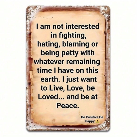 HELLOYOUNG Inspirational Metal Wall Art Sign, 8x12 Inch Peace Quote Decor for Living Room Bedroom Home