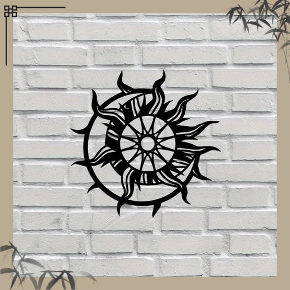 HELLOYOUNG Iron Sun Wall Sculptures  Plaque   Modern Rustic Metal Art Decor for Living Room Bedroom Office, Unique Festival Party Decoration, Halloween Christmas New Year Gift