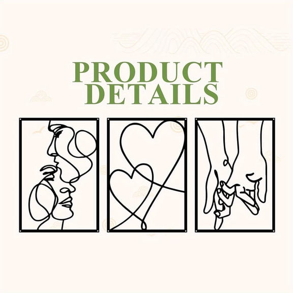 HELLOYOUNG Iron Wall Art Decor, Minimalist Valentine's Day Lover Metal Art Sculpture, Modern Farmhouse Aesthetic Kiss Statue for Living Room Bedroom Wall Decoration