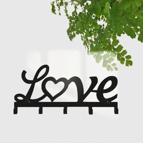 HELLOYOUNG Iron Wall Hook, Decorative Metal Coat Rack, Multi-Purpose Hardware Organizer for Keys Bags Purses, Rustic Romantic Love Design, Sturdy Entryway Hallway Bedroom Storage, Valentines Day Gif