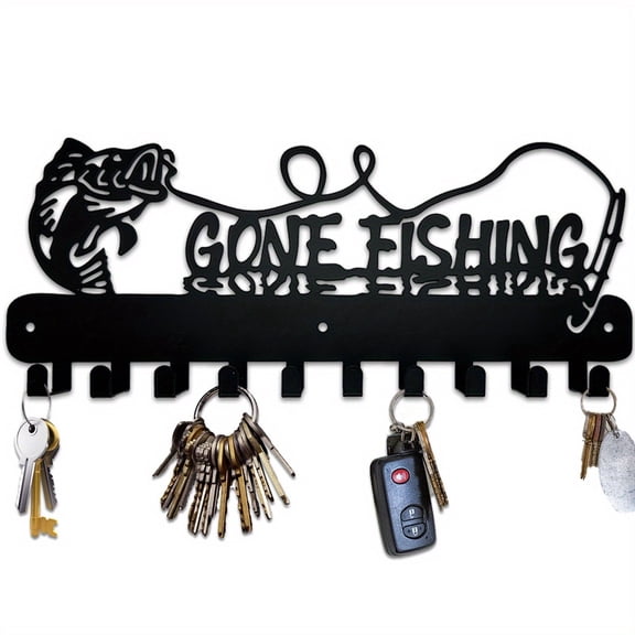 HELLOYOUNG Key Holder Wall Mount Metal Rack, Cute Fish Key Organizer with Hooks, Stable Wall Mounted Key Storage, Space Saving Entryway Decor