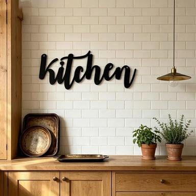 HELLOYOUNG Kitchen Cursive Letter Metal Wall Decor, Script Style Iron ...