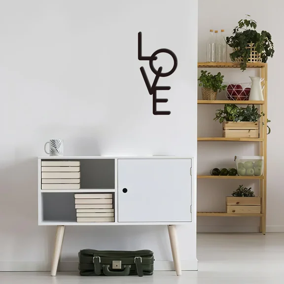 HELLOYOUNG LOVE Metal Wall Decor, Vertical LOVE Sign Metal Word for Nursery Bedroom Lobby, 1pc Rustic Farmhouse Hanging Atmosphere Pendants Ornament