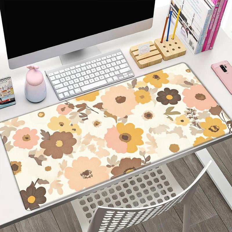 HELLOYOUNG Large Floral Mouse Pad, Extended Gaming Mouse Mat with Non-Slip Rubber Base, Rectangular Desk Pad for Home Office, Personalized Halloween Christmas Gift