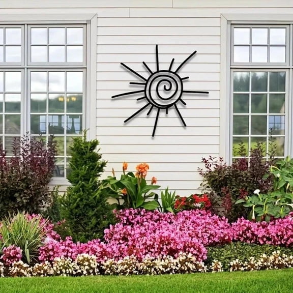 HELLOYOUNG Large Metal Sun Wall Art, Tiki Art of Murals for Outdoor Beach Decor, Durable Exterior Hanging Gift for Entryway