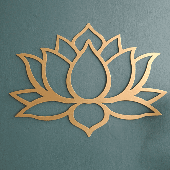 HELLOYOUNG Large-Scale Metal Wall Art Golden Lotus Wall Decor for Living Room, Elegant Home Decor Wedding Bridal Shower Gift Modern Iron Artwork