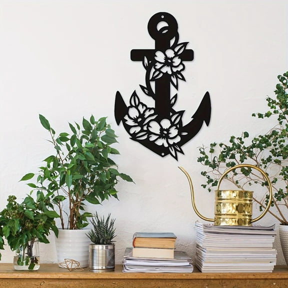 HELLOYOUNG Laser Cut Metal Anchor Wall Art Iron Nautical Wall Sculpture Hanging Art of Murals Sign for Farmhouse Beachside Home Decor