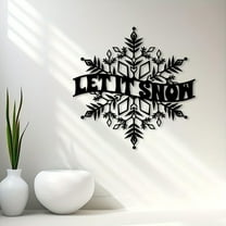 HELLOYOUNG  Let It Snow  Vintage Metal Wall Art - Rust-Proof Winter Statue Mural with Snowflakes & Pine Branches Perfect for Christmas Decor Festive Gift Winter Wonderl Atmosphere Signage