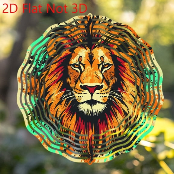 HELLOYOUNG Lion Wind Spinner 360 Rotating Metal Garden Art Outdoor Hanging Decor, Weatherproof Sun Catcher for Yard Patio Door