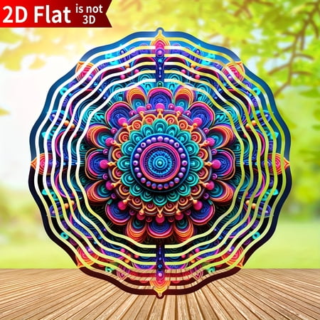 HELLOYOUNG Mandala Wind Chime for Outdoor and Indoor Decor 10 Inch Stainless Steel Acrylic Kinetic Art for Yard, Garden, Home