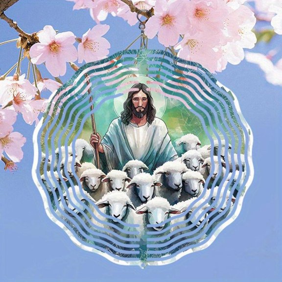 HELLOYOUNG Mandala Wind Spinner Iron Sun Catcher Shepherd Rotating Wind Chime Indoor Decoration Outdoor Metal Hanging Decor with Soothing Sound for Garden Patio