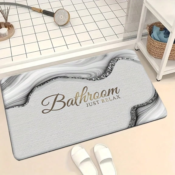 HELLOYOUNG Marble Pattern Diatom Mud Doormat Slip-Resistant & Absorbent Indoor Outdoor Rug, Quick Dry Non-Slip Mat for Bathroom Kitchen Entryway