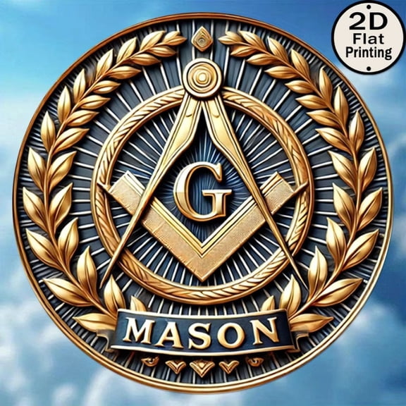 HELLOYOUNG Masonic Metal Wall Decor Retro Round Aluminum Sign 8 Inch for Home Cafe Pub Office Gift Art Rustic Wall Art