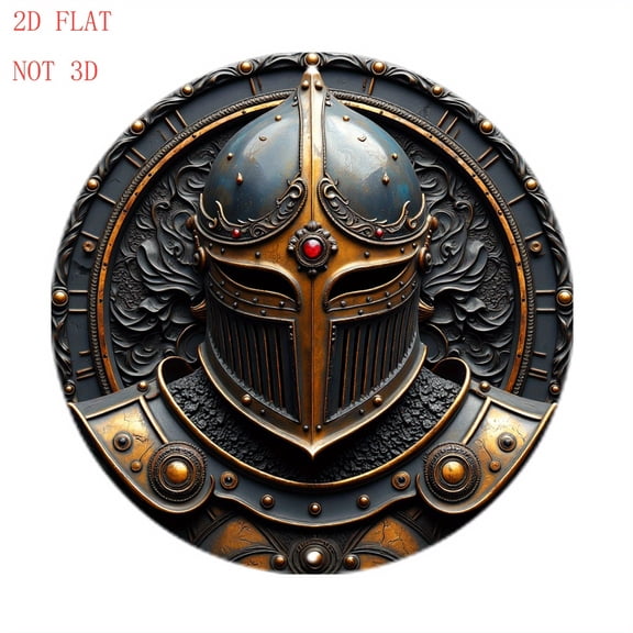 HELLOYOUNG Medieval Knight Helmet Shield Metal Wall Art Decor Aluminum Sign for Home Bar Cafe Man Cave Vintage Tin Poster Metal Plaque