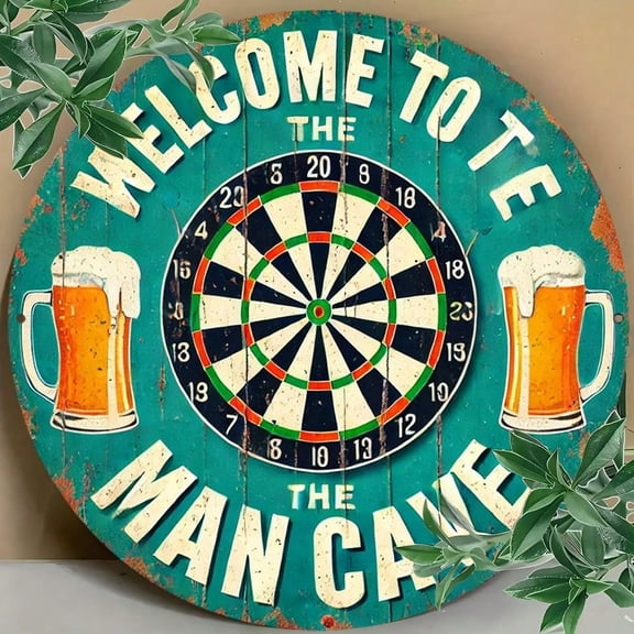 HELLOYOUNG Men's Metal Wall Art 8x8 Inch Sports Bar Sign, Aluminum Beer Darts Plaque Home Man Cave Decor Gift for Wall