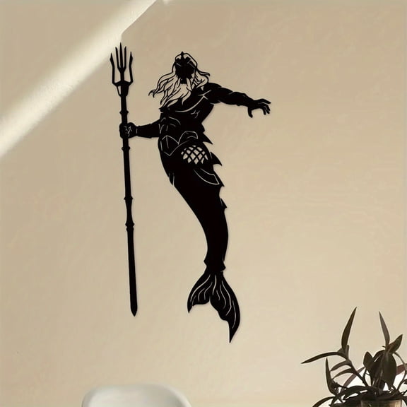 HELLOYOUNG Mermaid Metal Wall Art Decor, Atlantis Mermaid Queen King Figurine Statue Home Improvement Decorative Wall Panels for Christmas Gift