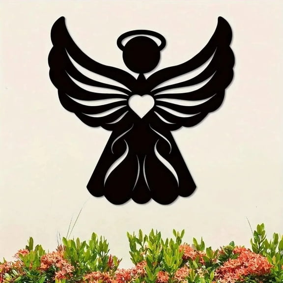HELLOYOUNG Metal Angel Wall Art, Rustic Iron Decor for Home Garden Patio