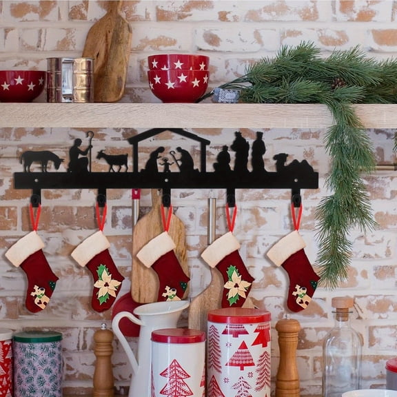 HELLOYOUNG Metal Christmas Stocking Holder Wall Rack Mantel Hook Stand for Stockings Wall-Mounted Storage Tentacle Entryway Hanger for Holiday Decor