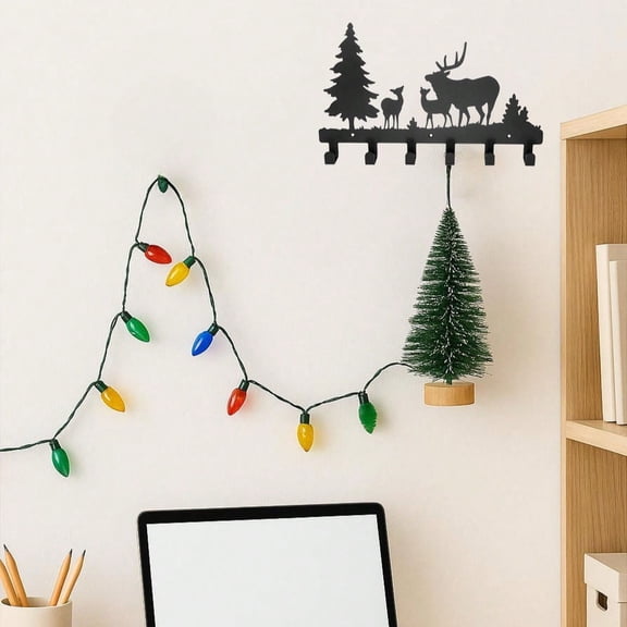 HELLOYOUNG Metal Deer Branch Coat Rack Farmhouse Wall Sculpture Rustic Entryway Wall Mounted Hook, Christmas Gift for Home Decor