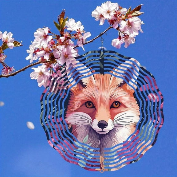 HELLOYOUNG  Metal Fox Wind Spinner Outdoor Garden Decor, Rotating Wind Chime Kinetic Art for Yard Patio Balcony, Rustproof Hanging Ornament