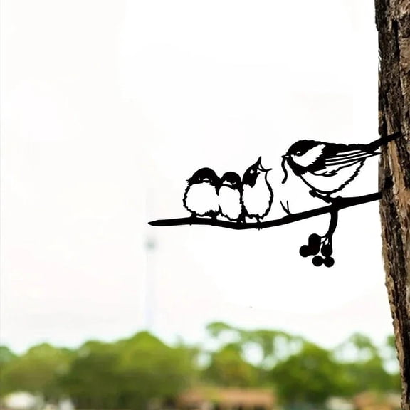 HELLOYOUNG Metal Garden Decor Wall Art, Iron Bird Feeder for Outdoor, Decorative Ground Plugs with Bugs Birds Animals Design, Rustic Yard Ornament