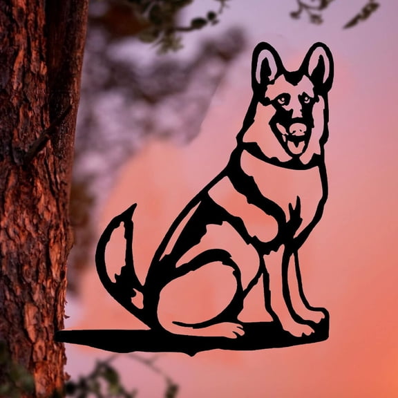 HELLOYOUNG Metal German Shepherd Dog Silhouette Sign Rustic Outdoor Garden Decor Housewarming Gift for Dog Lovers, Patio Wall Art Garden Decorative Stakes