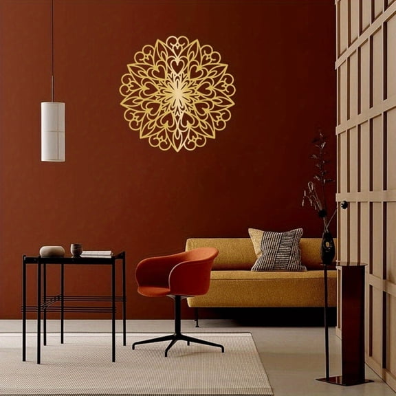 HELLOYOUNG Metal Iron Wall Hanging Mandala Lotus Design, Elegant Home Decor Sculpture for Living Room Bedroom, Gorgeous Refined Charm Decorative Accent - Wall Art Furnishing