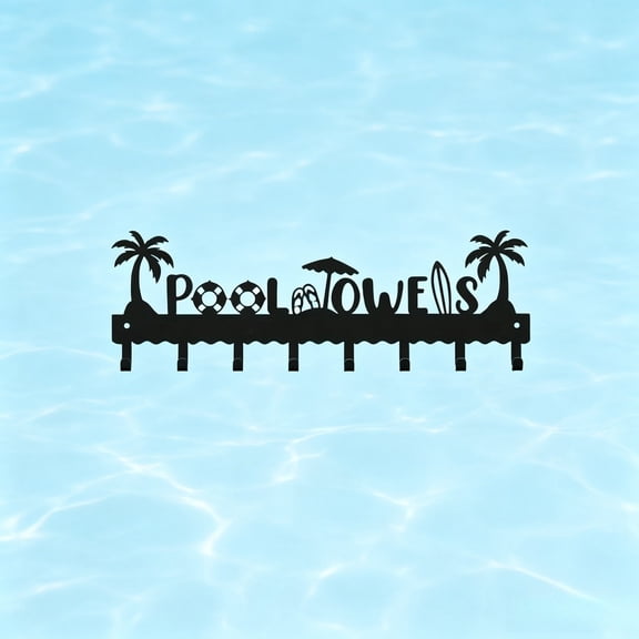 HELLOYOUNG Metal Pool Towels Wall Hook, Tropical Palm Tree Iron Hanger, Wall Mounted Hook Rack for Poolside Decor
