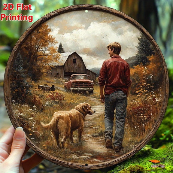 HELLOYOUNG Metal Ranch Dog Sign 8x8 Inch Aluminum Home Wall Art Decor for Kitchen Cafe Bar Rustic Country Western Plaque Gift