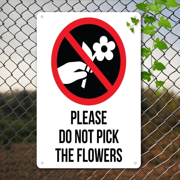 HELLOYOUNG Metal Sign Please Do Not Pick The Flowers 8x12 Inch Outdoor Garden Wall Decor 2D Flat Rustic Tin Sign