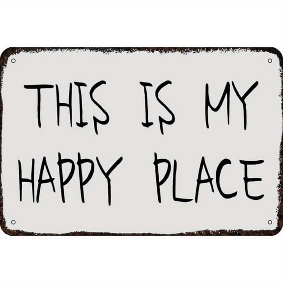 HELLOYOUNG Metal Signs This Is My Happy Place Vintage Sign Funny Art Wall Decorations For Home Man Cave Bedroom Bar Bathroom 8X12 Inch